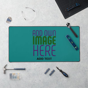 MODERN EDITABLE TEAL GREEN IMAGE TEXT TEMPLATE DESK MAT