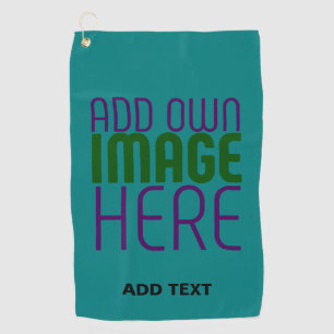 MODERN EDITABLE TEAL GREEN IMAGE TEXT TEMPLATE GOLF TOWEL