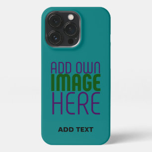 MODERN EDITABLE TEAL GREEN IMAGE TEXT TEMPLATE iPhone 13 PRO CASE