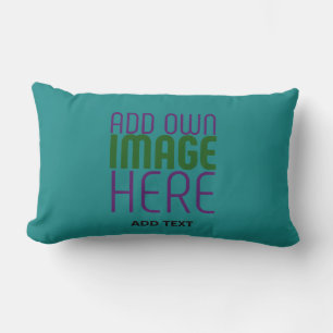 MODERN EDITABLE TEAL GREEN IMAGE TEXT TEMPLATE LUMBAR PILLOW