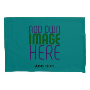 MODERN EDITABLE TEAL GREEN IMAGE TEXT TEMPLATE PILLOWCASE