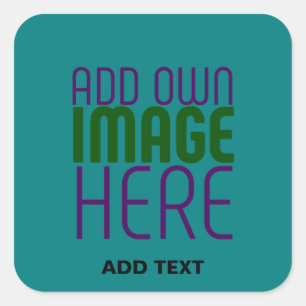 MODERN EDITABLE TEAL GREEN IMAGE TEXT TEMPLATE SQUARE STICKER