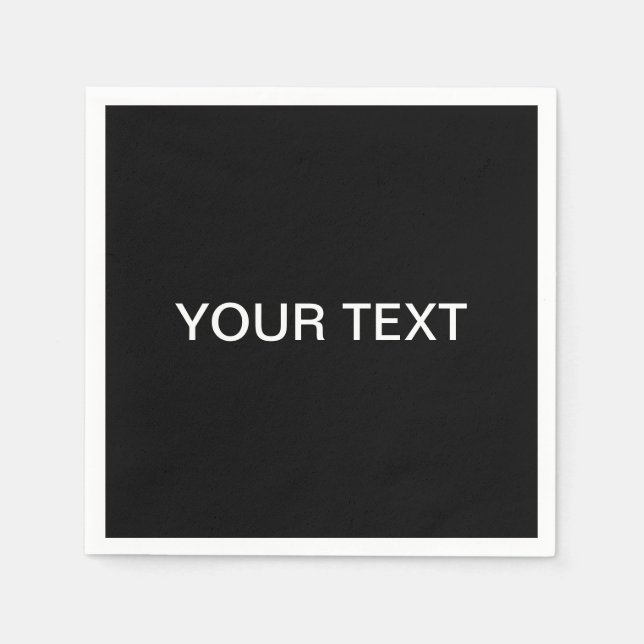 Modern Editable Text | Black & White Napkin (Front)