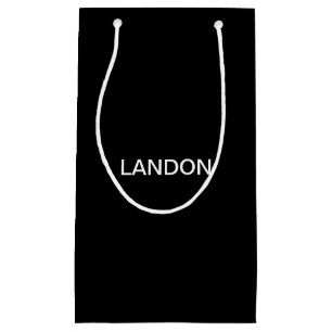Modern Editable Text Black & White Small Gift Bag