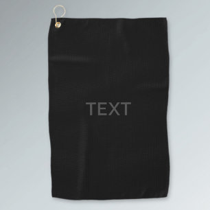 Modern Editable Text Dark Grey & Black Golf Towel