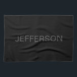 Modern Editable Text | Dark Grey & Black Kitchen Towel<br><div class="desc">Editable Minimalist look, edit as you like!</div>