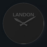 Modern Editable Text | Dark Grey & Black Large Clock<br><div class="desc">Editable Minimalist look, edit as you like!</div>