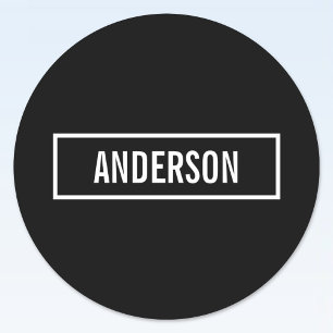 Modern Editable Text in White Logo Style Frame Classic Round Sticker