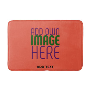 MODERN EDITABLE TOMATO RED IMAGE TEXT TEMPLATE BATH MAT
