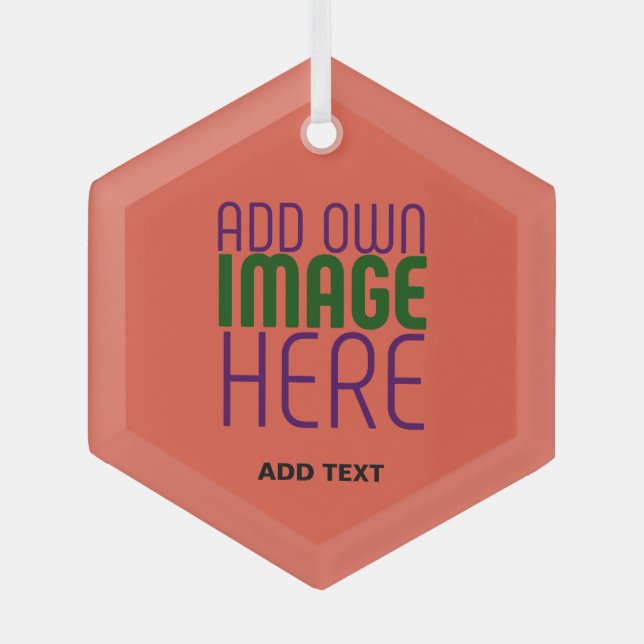  MODERN EDITABLE TOMATO RED IMAGE TEXT TEMPLATE GLASS ORNAMENT (Front)