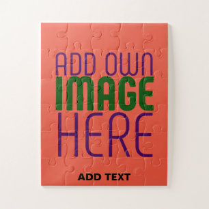 MODERN EDITABLE TOMATO RED IMAGE TEXT TEMPLATE JIGSAW PUZZLE