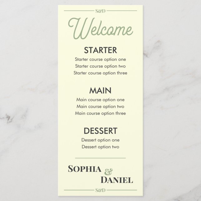 Modern Editable Wedding Menu (Front)