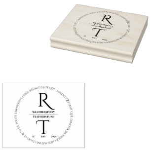 Modern Editable Wedding Monogram Rubber Stamp