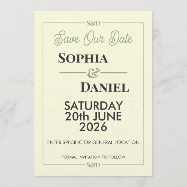 Modern Editable Wedding Save The Date Card (Front)