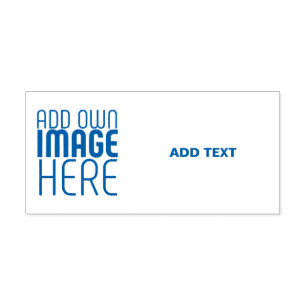 MODERN EDITABLE WHITE IMAGE TEXT TEMPLATE BLUE SELF-INKING STAMP