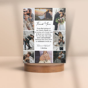 Modern Editorial 8 Photo Collage Wedding Thank You Card