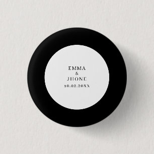 Modern Editorial Black White Wedding 1 Inch Round Button
