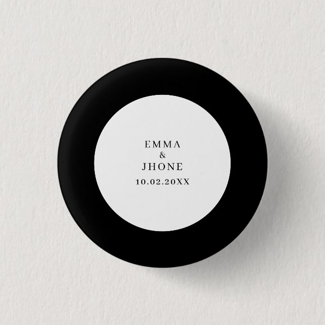 Modern Editorial Black White Wedding  1 Inch Round Button (Front)