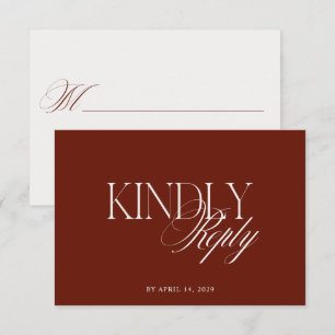 Modern Editorial Deep Terracotta Red Wedding RSVP Card