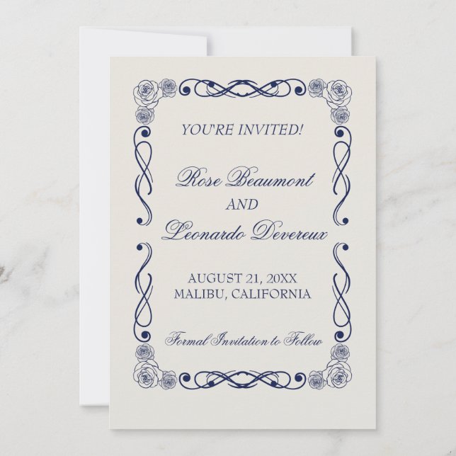Modern Editorial Save the Date | Minimal Old Money Invitation (Back)