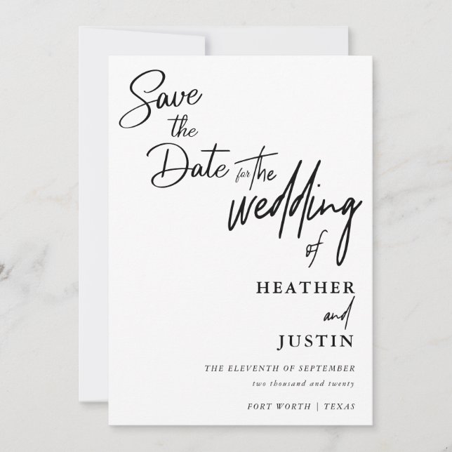 Modern Editorial Save The Date Wedding Invitation (Front)
