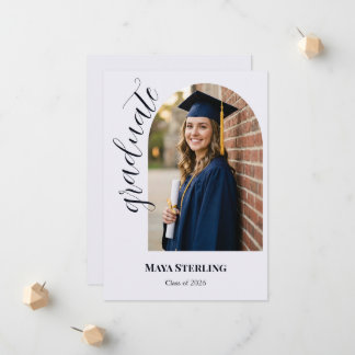 Modern Editorial Script Arched Graduation 2026  Announcement