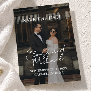 Modern Editorial Script Typography Save the Date
