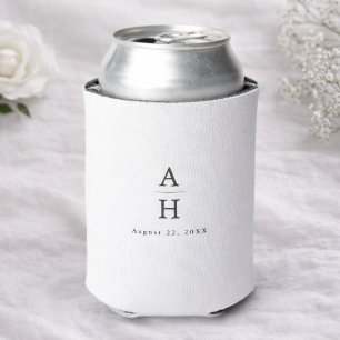 Modern Editorial Serif Monogram Wedding Can Cooler