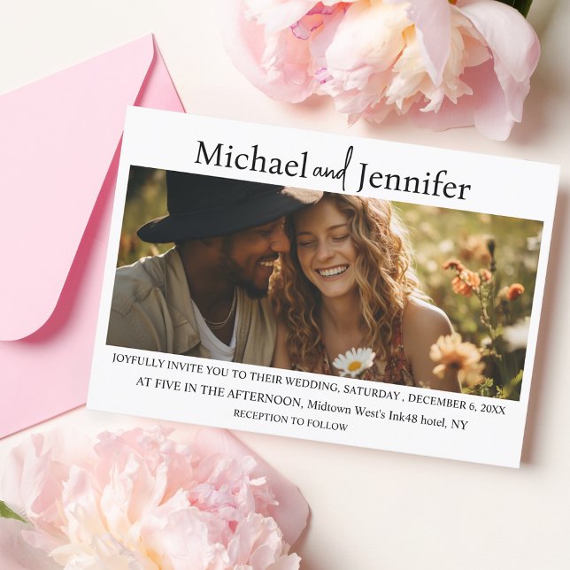 Modern Editorial Typography Photo Wedding Invitation (Creator Uploaded)