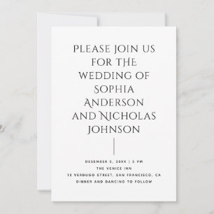 Modern Editorial Wedding   Minimalist Typography Invitation