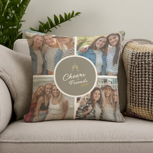 Modern Eelegant Custom Photo Collage Friendship Throw Pillow