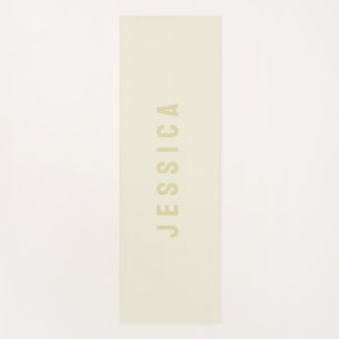 Modern Egg Shell White Simple Minimalist Name Yoga Mat