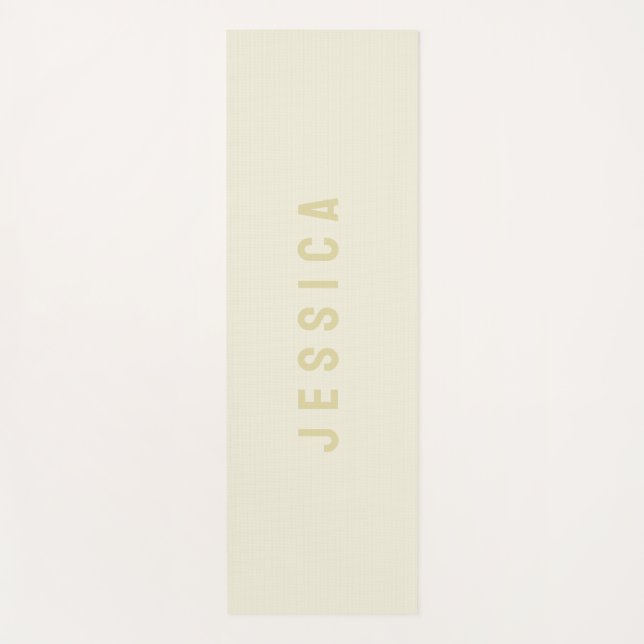 Modern Egg Shell White Simple Minimalist Name Yoga Mat (Front)