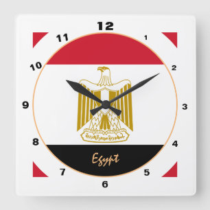 Modern Egyptian Flag, Egypt trendy Home / design Square Wall Clock