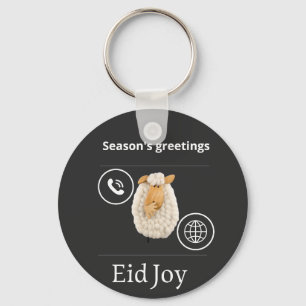 Modern Eid Al-Adha Greeting Card with Wool Eleganc Keychain