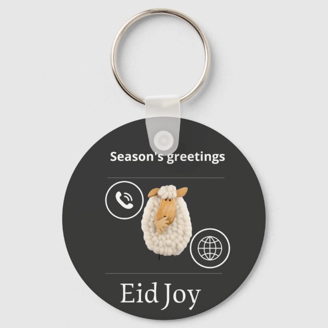 Modern Eid Al-Adha Greeting Card with Wool Eleganc Keychain (Front)