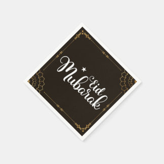 Modern Eid Mubarak Black Gold Eid Napkins