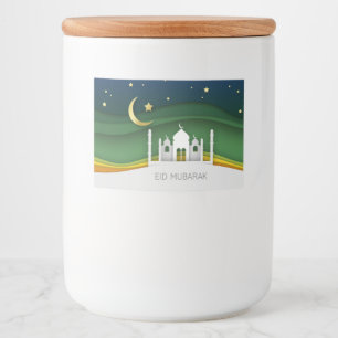 Modern Eid Mubarak Paper Cut Mosque - Food Label