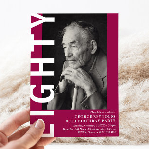 Modern EIGHTY Photo 80th Birthday Party  Invitation