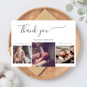 Modern Eleagant Photo Collage Baby Thank You Card