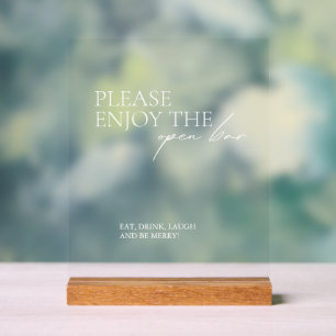 Modern Eleagnt Open Bar Wedding Acrylic Sign