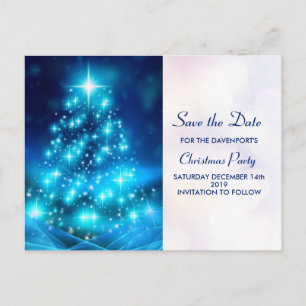 Modern Electric Blue Christmas Tree Save the Date Postcard