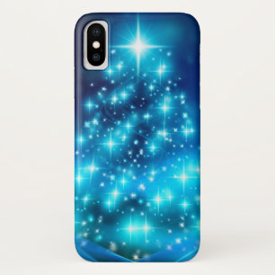 Modern Electric Blue Christmas Tree with Lights Case-Mate iPhone Case