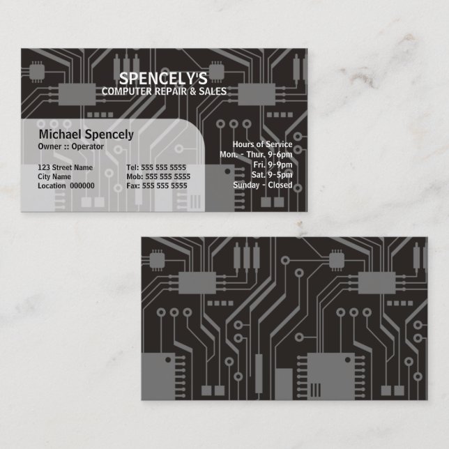 Modern Electrical Circuit Board Business Card (Front/Back)