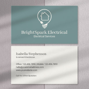 Modern Electrical Contractor Professional Minimal Business Card