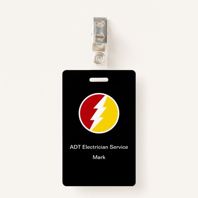 Modern Electrician Employee ID Name Badges (Front with Clip)