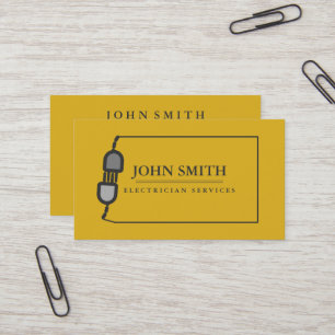 Modern Electrician Extension Cord Logo Black  Business Card