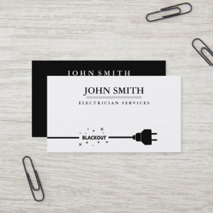 Modern Electrician Extension Cord Logo Black  Business Card
