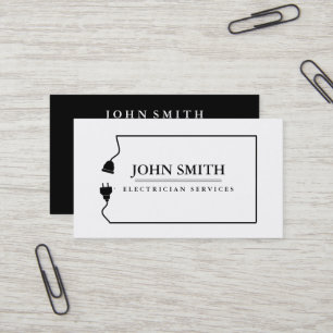 Modern Electrician Extension Cord Logo Black  Business Card