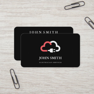 Modern Electrician Extension Cord Logo Black  Business Card